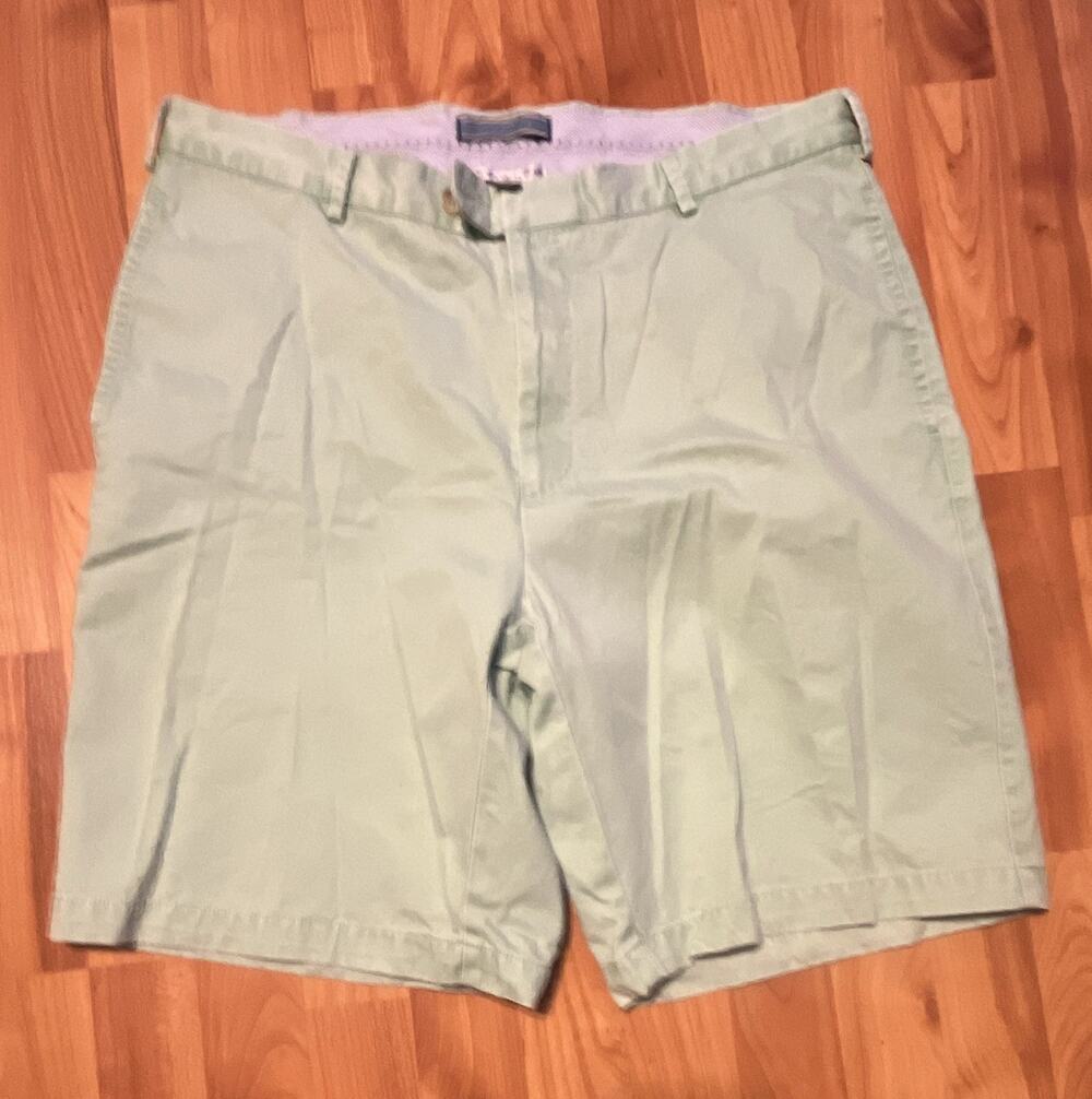 Peter Millar Men’s Mint Green Chino Shorts Cotton Flat Front Zip Slash Pockets